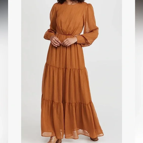 wayf brown dress Wayf Animal Print Tiered Dress in Brown